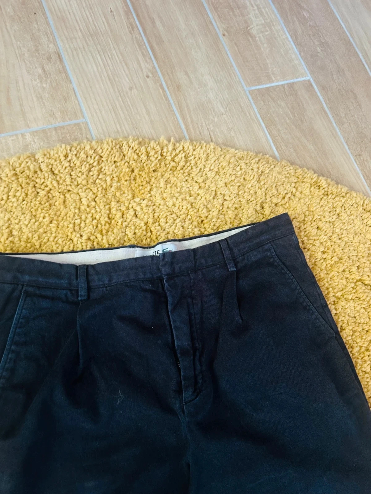 Pantalon chino Worker Lacoste noir coton taille 44 XL homme oversize jambe large très bon état – photo 3